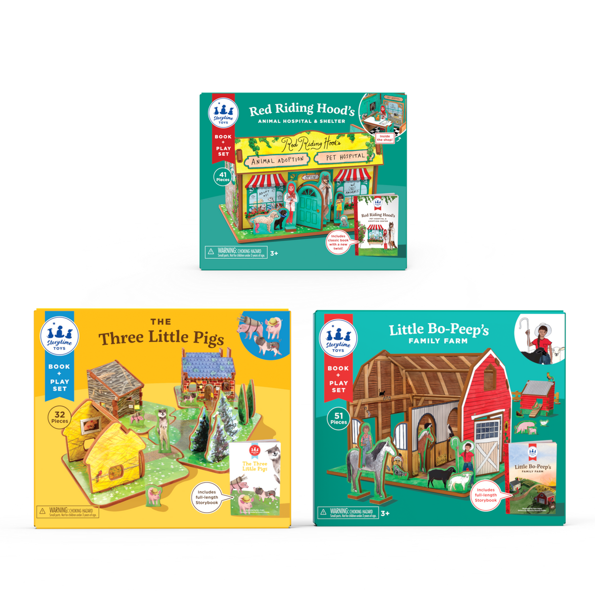 Big Animal Friends Story Time - 2 Classic &amp; 1 Modern Storybook Playsets